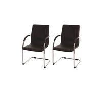 2x chaise de conférence Samara, chaise visiteurs cantilever, similicuir marron