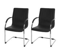 2x chaise de conférence Samara, chaise visiteurs cantilever, similicuir noir