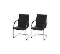 2x chaise de conférence Samara, chaise visiteurs cantilever, similicuir noir