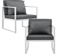 2x chaise de jardin 70 x 60 x 60 cm Set de 2 chaises de jardin Outdoor Lounge Fauteuil blanc / gris clair