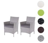 2x Chaise De Jardin En Poly Rotin Halden, Chaise En Osier Gris, Coussins Anthracite Gris