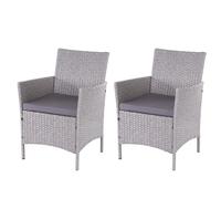 2x Chaise De Jardin En Poly Rotin Halden, Chaise En Osier Gris, Coussins Anthracite Gris