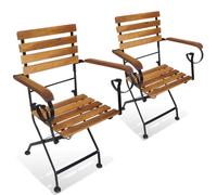 2x Chaise de Jardin Pliante Accoudoirs Bois d'Acacia Chaise de Balcon vidaXL