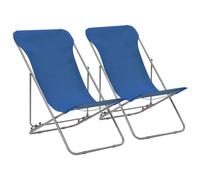 2x Chaise de Plage Pliable Bleu Acier et Tissu Oxford Chaise de Jardin vidaXL
