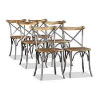 2x Chaise de Salle à Manger Bois de Manguier Massif Acier Cuisine vidaXL