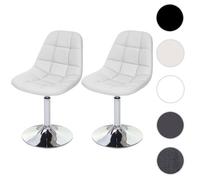 2x chaise de salle à manger Cascina, fauteuil pitovante, chrome ~ similicuir blanc