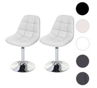 Mendler Chaise de salle à manger Cascina – Pivotante, chrome, similicuir blanc – Lot de 2