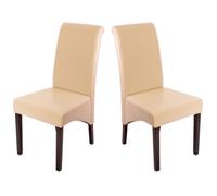 2x chaise de salle à manger chaise de cuisine chaise M37 cuir, crème, pieds foncés