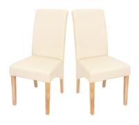 2x chaise de salle à manger chaise de cuisine chaise M37 similicuir mat, crème, pieds clairs