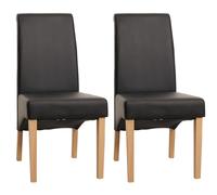 2X Chaise de Salle à Manger Chaise de Cuisine Chaise M37 - Similicuir Mat, Noir, Pieds clairs