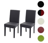 2x chaise de salle à manger chaise de cuisine Littau ~ imitation cuir gris mat pieds foncés