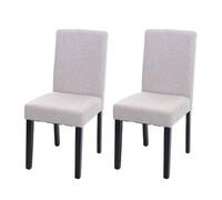 2x Chaise De Salle À Manger Chaise De Cuisine Littau Textile, Beige Crème, Pieds Foncés Multicolore