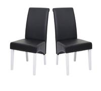 2x Chaise de salle à manger Chaise M37 cuir, noir, pieds blancs