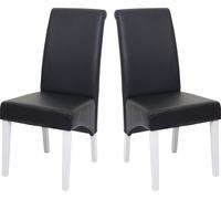 2x Chaise de salle à manger Chaise M37 ~ cuir, noir, pieds blancs