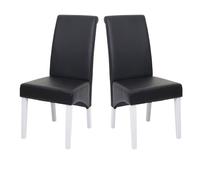 2x Chaise De Salle À Manger Chaise M37 Cuir, Noir, Pieds Blancs Multicolore