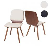 2x Chaise de salle à manger MENDLER HWC-B16 bois courbé aspect noyer similicuir noir noir G