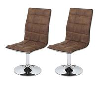 Mendler Chaise de salle à manger HWC-C41 – Fauteuil tissu vintage marron, lot de 2
