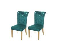 2x chaise de salle à manger HWC-D22, chaise de cuisine, velours riveté vert foncé, pieds dorés
