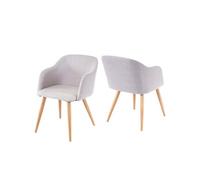 2x chaise de séjour/salle à manger HWC-D71, fauteuil, design rétro, accoudoirs, tissu gris clair