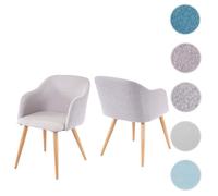 2x chaise de séjour/salle à manger HWC-D71, fauteuil, design rétro, accoudoirs, tissu gris clair