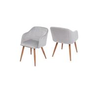 2x chaise de séjour, salle à manger HWC-D71, fauteuil, design rétro, accoudoirs, tissu velours gris clair
