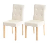 Lot de 2 chaises de salle à manger HWC-E58 similicuir crème pieds clairs