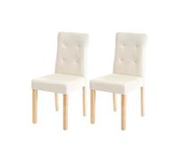 2x chaise de salle à manger HWC-E58, fauteuil similicuir crème, pieds clairs