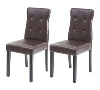 Mendler Chaise de salle à manger HWC-E58 – Similicuir marron, pieds foncés – Lot de 2