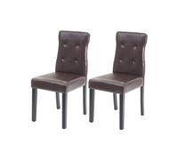 Mendler Chaise de salle à manger HWC-E58 – Similicuir marron, pieds foncés – Lot de 2