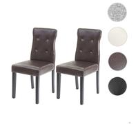 2x chaise de salle à manger HWC-E58 fauteuil ~ similicuir marron pieds foncés