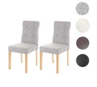 Mendler Chaise de salle à manger HWC-E58 – Fauteuil tissu gris, pieds clairs – Lot de 2