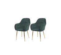 2x Chaise De Salle À Manger Hwc-F18, Chaise De Cuisine, Design Rétro Vert Velours, Pieds Dorés Vert