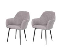 2x Chaise De Salle À Manger Hwc-F18, Fauteuil De Cuisine, Design Rétro Tissu Gris, Pieds Noirs Gris