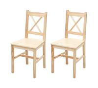 2X Chaise de Salle à Manger HWC-F77, Style Rustique-Cottage, en Bois Massif - Bois de pin Finition lasure