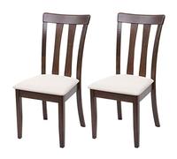 2X Chaise de Salle à Manger HWC-G46, Tissu, en Bois Massif - châssis foncé, Beige