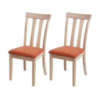 Lot de 2 chaises de salle à manger - HWC - G46 - Tissu/Textile - Bois massif - Orange