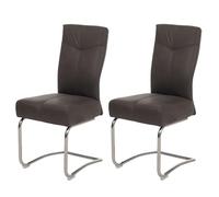 lot de 2 chaises de salle à manger HWC-G56, chaise de cuisine cantilever, textile imitation daim ~ gris