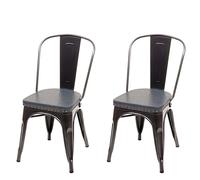 2x Chaise De Salle À Manger Hwc-H10e,Métal,Similicuir Chesterfield,Gastronomie,Design Industriel Noir-Gris Gris