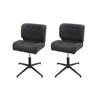 2X Chaise de Salle à Manger HWC-H42, pivotante, réglable en Hauteur - Tissu, Gris foncé, Pied Noir