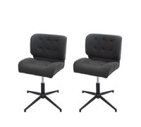 2x Chaise De Salle À Manger Hwc-H42, Pivotante, Réglable En Hauteur Tissu, Gris Foncé, Pied Noir Multicolore