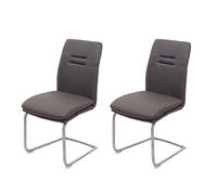 2x Chaise De Salle À Manger Hwc-H70, Chaise De Cuisine, Balancant, Tissu, Acier Inoxydable Brossé Gris-Brun Gris