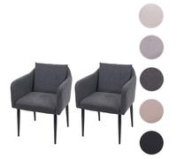 2x Chaise de salle à manger HWC-H93, chaise de cuisine chaise longue tissu/textile gris foncé
