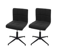 2x chaise de salle à manger Kavala II, chaise de cuisine tissu/textile gris foncé, pied noir