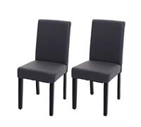 Mendler Chaise de salle à manger Littau imitation cuir gris mat pieds foncés multicolore Lot de 2