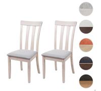 2x chaise de salle à manger MCW-G46, tissu, en bois massif ~ châssis clair, gris