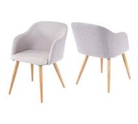 2x chaise de séjour/salle à manger HWC-D71, fauteuil, design rétro, accoudoirs, tissu gris clair