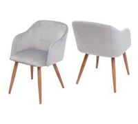 2x chaise de salle à manger HWC-D71 tissu velours gris clair