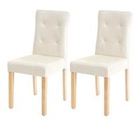 2x Chaise De Salle À Manger Hwc-E58, Fauteuil Similicuir Crème, Pieds Clairs Beige