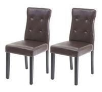 2x chaise de salle à manger MENDLER HWC-E58, fauteuil similicuir marron, pieds foncés Marron G