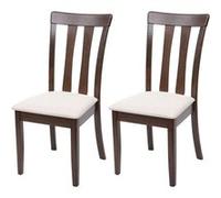 Mendler 2X Chaise de Salle à Manger HWC-G46, Tissu, en Bois Massif - châssis foncé, Beige